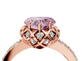 Rose gold Fancy Pink Heart  Diamond Solitaire Ring with Shared Prong Pavé Band_57