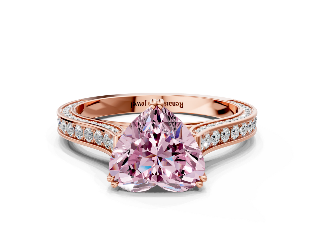 Rose gold Fancy Pink Heart  Diamond Solitaire with Pave Band and Six-Prong Setting_20