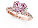 Rose gold Fancy Pink Heart  Diamond Three-Stone Pave Band with Four-Prong Setting_21