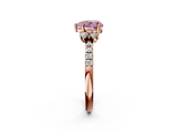 Rose gold Fancy Pink Heart  Diamond Three-Stone Pave Band with Four-Prong Setting_22
