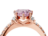 Rose gold Fancy Pink Heart  Diamond Three-Stone Pave Band with Four-Prong Setting_24