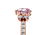 Rose gold Fancy Pink Heart  Diamond Three-Stone Pave Band with Four-Prong Setting_25