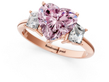 Rose gold Fancy Pink Heart  Diamond Three-Stone Ring with Trapezoid Side Stones and Prong Setting_18