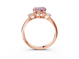 Rose gold Fancy Pink Heart  Diamond Three-Stone Ring with Trapezoid Side Stones and Prong Setting_20