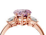 Rose gold Fancy Pink Heart  Diamond Three-Stone Ring with Trapezoid Side Stones and Prong Setting_21
