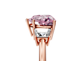 Rose gold Fancy Pink Heart  Diamond Three-Stone Ring with Trapezoid Side Stones and Prong Setting_22