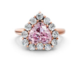 Rose gold Fancy Pink Heart  Halo Cluster Diamond Engagement Ring with Prong Setting and Polished Band_20