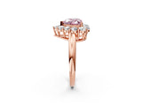 Rose gold Fancy Pink Heart  Halo Cluster Diamond Engagement Ring with Prong Setting and Polished Band_22