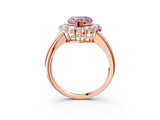 Rose gold Fancy Pink Heart  Halo Cluster Diamond Engagement Ring with Prong Setting and Polished Band_23