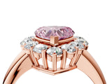 Rose gold Fancy Pink Heart  Halo Cluster Diamond Engagement Ring with Prong Setting and Polished Band_24