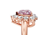 Rose gold Fancy Pink Heart  Halo Cluster Diamond Engagement Ring with Prong Setting and Polished Band_25