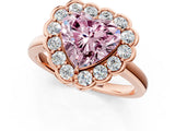 Rose gold Fancy Pink Heart  Halo Cluster Diamond Engagement Ring with Solitaire Band and Prong Setting_50