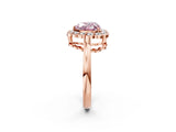 Rose gold Fancy Pink Heart  Halo Cluster Diamond Engagement Ring with Solitaire Band and Prong Setting_51