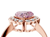 Rose gold Fancy Pink Heart  Halo Cluster Diamond Engagement Ring with Solitaire Band and Prong Setting_53