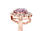 Rose gold Fancy Pink Heart  Halo Cluster Diamond Engagement Ring with Solitaire Band and Prong Setting_54