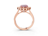 Rose gold Fancy Pink Heart  Halo Diamond Cluster Engagement Ring with Milgrain Bezel Setting and Solitaire Band_30