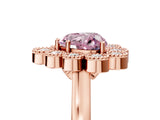 Rose gold Fancy Pink Heart  Halo Diamond Cluster Engagement Ring with Milgrain Bezel Setting and Solitaire Band_32