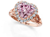 Rose gold Fancy Pink Heart  Halo Diamond Engagement Ring with Filigree Band and Four-Prong Setting_82