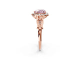 Rose gold Fancy Pink Heart  Halo Diamond Engagement Ring with Filigree Band and Four-Prong Setting_83