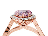 Rose gold Fancy Pink Heart  Halo Diamond Engagement Ring with Filigree Band and Four-Prong Setting_85