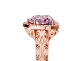 Rose gold Fancy Pink Heart  Halo Diamond Engagement Ring with Intricate Filigree Band and Four-Prong Setting_41