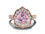 Rose gold Fancy Pink Heart  Halo Diamond Engagement Ring with Milgrain Band and Four-Prong Setting_37