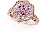 Rose gold Fancy Pink Heart  Halo Diamond Engagement Ring with Milgrain Band and Four-Prong Setting_38