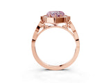 Rose gold Fancy Pink Heart  Halo Diamond Engagement Ring with Milgrain Band and Four-Prong Setting_40