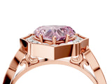 Rose gold Fancy Pink Heart  Halo Diamond Engagement Ring with Milgrain Band and Four-Prong Setting_41