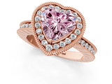 Rose gold Fancy Pink Heart  Halo Diamond Engagement Ring with Milgrain Pave Band and Four-Prong Setting_40