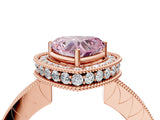 Rose gold Fancy Pink Heart  Halo Diamond Engagement Ring with Milgrain Pave Band and Four-Prong Setting_43