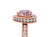 Rose gold Fancy Pink Heart  Halo Diamond Engagement Ring with Milgrain Pave Band and Four-Prong Setting_44