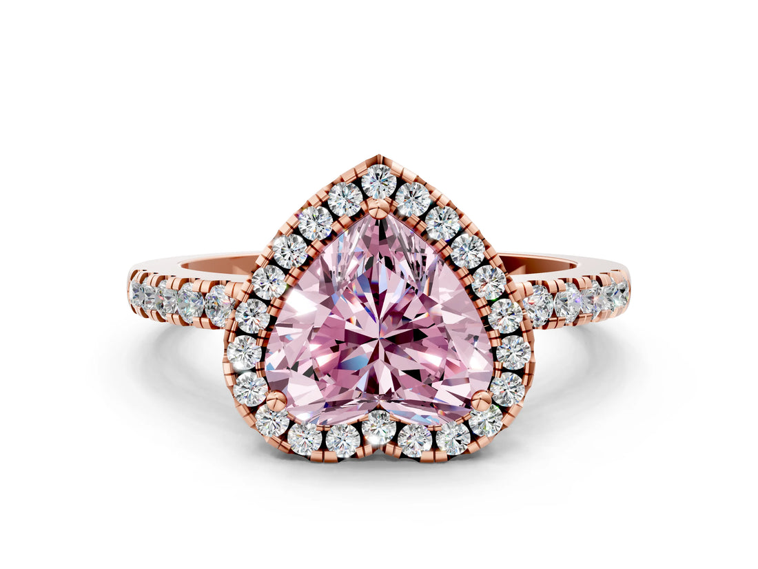 Rose gold Fancy Pink Heart  Halo Diamond Engagement Ring with Pavé Band and Four-Prong Setting_51