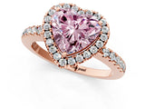 Rose gold Fancy Pink Heart  Halo Diamond Engagement Ring with Pavé Band and Four-Prong Setting_52
