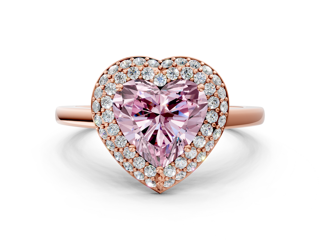 Rose gold Fancy Pink Heart  Halo Diamond Engagement Ring with Solitaire Band and Four-Prong Setting_20