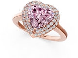 Rose gold Fancy Pink Heart  Halo Diamond Engagement Ring with Solitaire Band and Four-Prong Setting_21