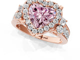 Rose gold Fancy Pink Heart  Halo Diamond Engagement Ring with Split Shank and Four-Prong Setting_44