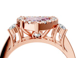 Rose gold Fancy Pink Heart  Halo Diamond Engagement Ring with Split Shank and Four-Prong Setting_47