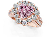 Rose gold Fancy Pink Heart  Halo Diamond Engagement Ring with Split Shank and Prong Setting_67