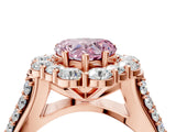Rose gold Fancy Pink Heart  Halo Diamond Engagement Ring with Split Shank and Prong Setting_70