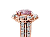 Rose gold Fancy Pink Heart  Halo Diamond Engagement Ring with Split Shank and Prong Setting_71