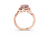 Rose gold Fancy Pink Heart  Halo Diamond Engagement Ring with Twisted Band and Four-Prong Setting 4