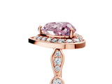 Rose gold Fancy Pink Heart  Halo Diamond Engagement Ring with Twisted Band and Four-Prong Setting