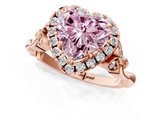 Rose gold Fancy Pink Heart  Halo Diamond Engagement Ring with Vintage-Inspired Band and Four-Prong Setting_4