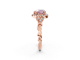 Rose gold Fancy Pink Heart  Halo Diamond Engagement Ring with Vintage-Inspired Band and Four-Prong Setting_5