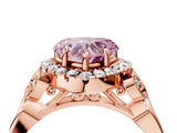 Rose gold Fancy Pink Heart  Halo Diamond Engagement Ring with Vintage-Inspired Band and Four-Prong Setting_7
