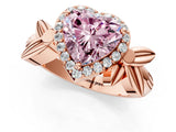 Rose gold Fancy Pink Heart  Halo Diamond Floral Band with Four-Prong Setting_56