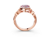Rose gold Fancy Pink Heart  Halo Diamond Floral Band with Four-Prong Setting_58