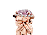 Rose gold Fancy Pink Heart  Halo Diamond Floral Band with Four-Prong Setting_60