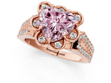 Rose gold Fancy Pink Heart  Halo Diamond Floral Split Shank Engagement Ring 2